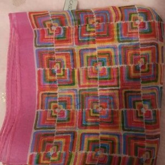 Casual Corner Vintage Silk Semi-Transparent Geometric Scarf - Picture 6 of 6